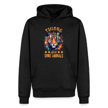 Bunter Tiger Farbkleckse Farbspritzer - Männer Premium Bio Hoodie - Schwarz - Vorne - Nico (187cm)