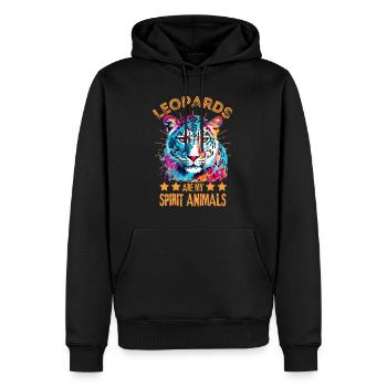 Colorful snow leopard paint splash - Men’s Premium Organic Hoodie - black - Front - Nico (187cm)