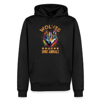 Bunter Wolf Farbspritzer Farbkleckse - Männer Premium Bio Hoodie - Schwarz - Vorne - Nico (187cm)