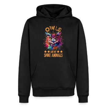 Bunte Eule - Männer Premium Bio Hoodie - Schwarz - Vorne - Nico (187cm)