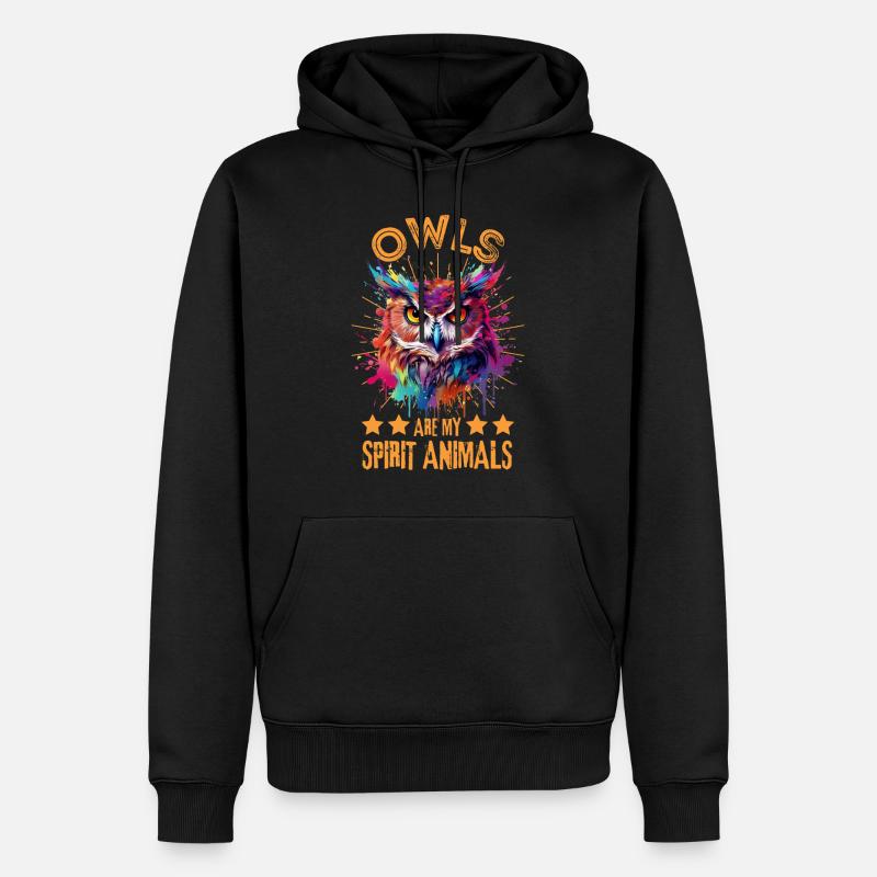 Bunte Eule - Männer Premium Bio Hoodie - Schwarz
