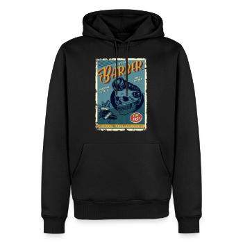 Retro Skull Barber Chic Poster - Männer Premium Bio Hoodie - Schwarz - Vorne - Nico (187cm)