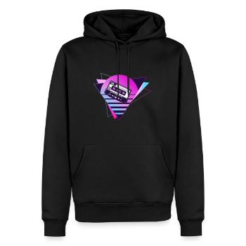 Mixtape Retro, Retro, Cassette, neon - Männer Premium Bio Hoodie - Schwarz - Vorne - Nico (187cm)