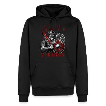 Walhalla Wikingergott Odin mit Raben, Schwert - Männer Premium Bio Hoodie - Schwarz - Vorne - Nico (187cm)