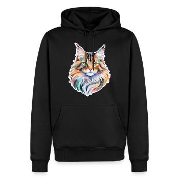 Maine Coon Wasserfarben - Männer Premium Bio Hoodie - Schwarz - Vorne - Nico (187cm)