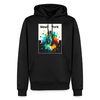 Lebendige Freiheitskunst - Männer Premium Bio Hoodie - Schwarz - Vorne - Nico (187cm)