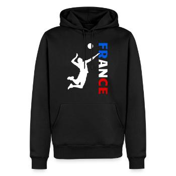 france volleyball suporteurs,france volleyball des - Sweat à capuche Premium bio Homme - noir - Devant - Nico (187cm)
