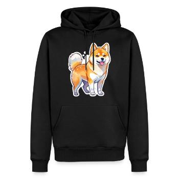 Aquarelles Shiba Inu - Sweat à capuche Premium bio Homme - noir - Devant - Nico (187cm)