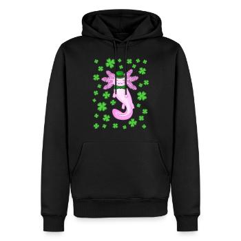 Axolotl de la Saint-Patrick rose - Sweat à capuche Premium bio Homme - noir - Devant - Nico (187cm)
