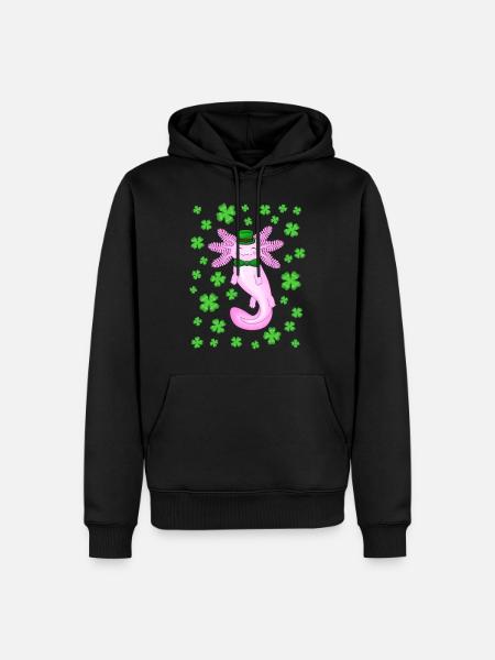 St patricks axolotl pink - Men’s Premium Organic Hoodie - black