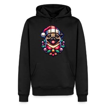 Noël Carlin Chapeau de Noël Père Noël Cadeau - Sweat à capuche Premium bio Homme - noir - Devant - Nico (187cm)