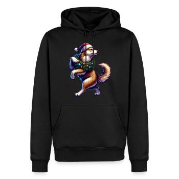 Promenades amusantes de chiens de Noël - Sweat à capuche Premium bio Homme - noir - Devant - Nico (187cm)
