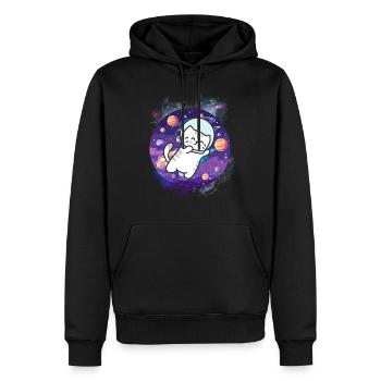 Kawaii Astronaut Kitten - Kosmische Reise - Männer Premium Bio Hoodie - Schwarz - Vorne - Nico (187cm)