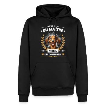 Méfiez-vous du maître, le Teckel est inoffensif! - Sweat à capuche Premium bio Homme - noir - Devant - Nico (187cm)