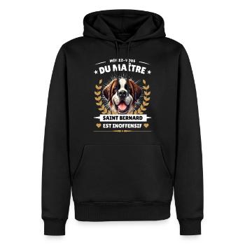 Méfiez-vous du maître, le Saint Bernard... - Sweat à capuche Premium bio Homme - noir - Devant - Nico (187cm)
