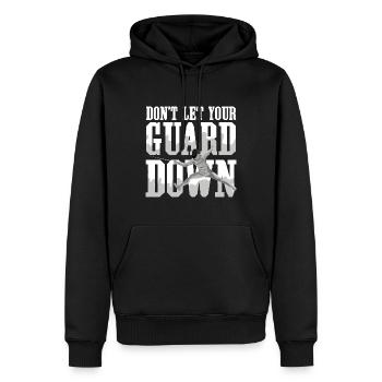 Don't Let Your Guard Down - Männer Premium Bio Hoodie - Schwarz - Vorne - Nico (187cm)