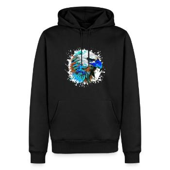 Adler Kopf Porträt Bunt - Männer Premium Bio Hoodie - Schwarz - Vorne - Nico (187cm)