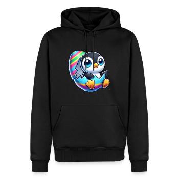 Süßer Pinguin schlüpft aus buntem Osterei - Männer Premium Bio Hoodie - Schwarz - Vorne - Nico (187cm)