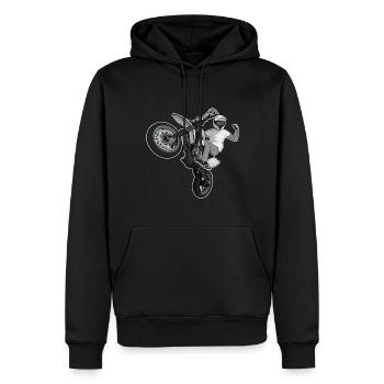 Supermoto / Supermotard / Supermoto Wheelie Biker - Männer Premium Bio Hoodie - Schwarz - Vorne - Nico (187cm)