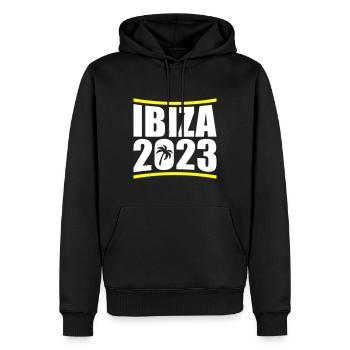 Ibiza 2023 - Männer Premium Bio Hoodie - Schwarz - Vorne - Nico (187cm)
