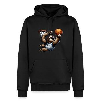 Lustiges Faultier spielt Basketball für - Männer Premium Bio Hoodie - Schwarz - Vorne - Nico (187cm)