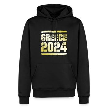 Grèce 2024 Or - Sweat à capuche Premium bio Homme - noir - Devant - Nico (187cm)