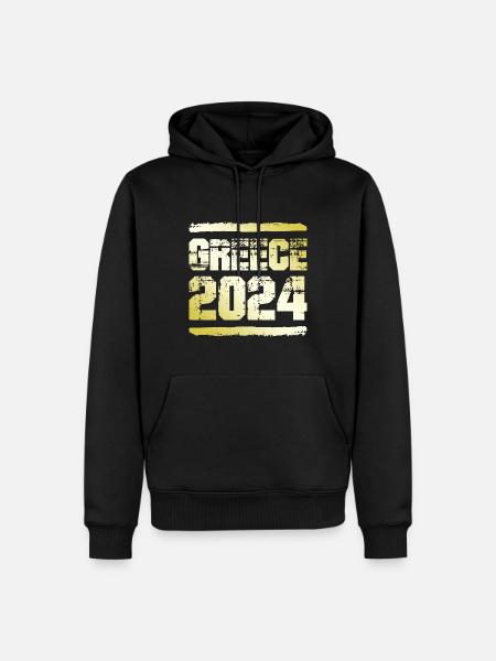 Grèce 2024 Or - Sweat à capuche Premium bio Homme - noir
