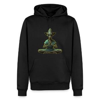 Yoga extraterrestre - Sweat à capuche Premium bio Homme - noir - Devant - Nico (187cm)