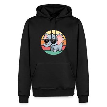Cool Elephant With Sunglasses Vintage Sunset - Men’s Premium Organic Hoodie - black - Front - Nico (187cm)