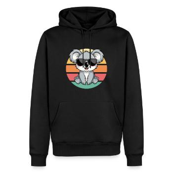 Cooler Koala Mit Sonnenbrille Vintage Sunset - Männer Premium Bio Hoodie - Schwarz - Vorne - Nico (187cm)