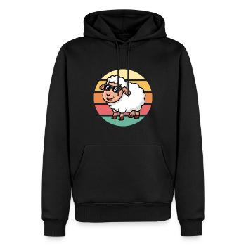 Cooles Schaf Mit Sonnenbrille Vintage Sunset - Männer Premium Bio Hoodie - Schwarz - Vorne - Nico (187cm)