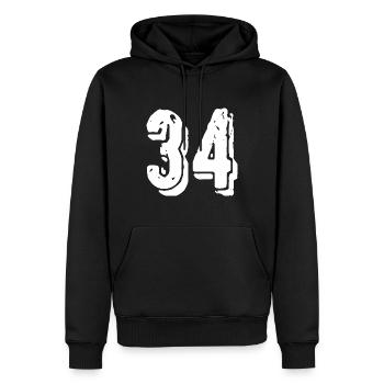 Maillot à 34 numéros - Sweat à capuche Premium bio Homme - noir - Devant - Nico (187cm)