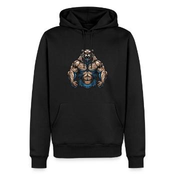Ours Grizzly Beast Musculation Muscles - Sweat à capuche Premium bio Homme - noir - Devant - Nico (187cm)