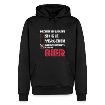 Beziehungsstatus, wen interessierts ich hab Bier - Männer Premium Bio Hoodie - Schwarz - Vorne - Nico (187cm)