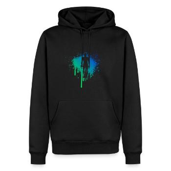 Vélo VTT Vélo VTT Femme Vélo Vélo - Sweat à capuche Premium bio Homme - noir - Devant - Nico (187cm)