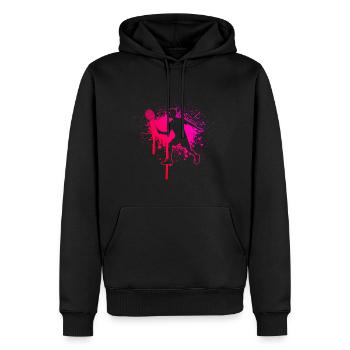 Squash Herren Damen Federball Badminton Badmintons - Männer Premium Bio Hoodie - Schwarz - Vorne - Nico (187cm)