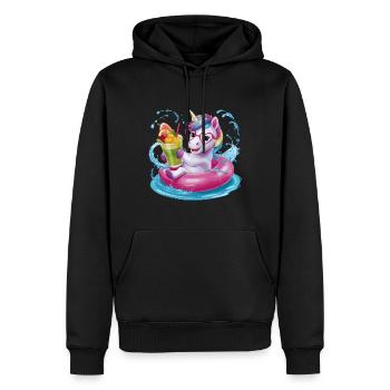 Niedliches Einhorn genießt Eiscreme-Spaß - Männer Premium Bio Hoodie - Schwarz - Vorne - Nico (187cm)