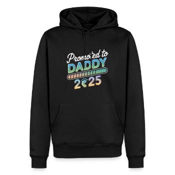 Promoted To Daddy 2025 - Men’s Premium Organic Hoodie - black - Front - Nico (187cm)