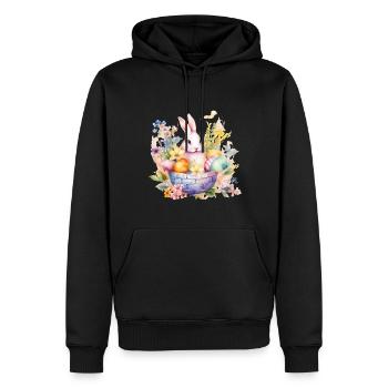 Frohe Ostern Hase Osterei für einen Osterhasen - Männer Premium Bio Hoodie - Schwarz - Vorne - Nico (187cm)