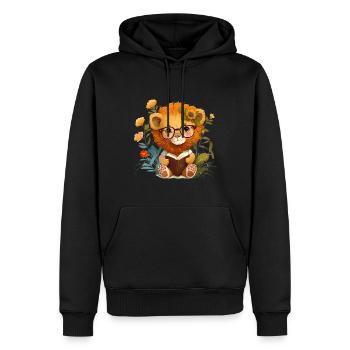 Lesen Bücher Buch Leser Niedlicher Löwe - Männer Premium Bio Hoodie - Schwarz - Vorne - Nico (187cm)