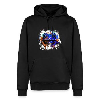 Frosch Bunt - Männer Premium Bio Hoodie - Schwarz - Vorne - Nico (187cm)