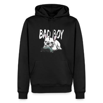 Französische Bulldogge zerkautem Schuh für - Männer Premium Bio Hoodie - Schwarz - Vorne - Nico (187cm)