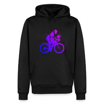 Herren Radfahrer Radeln Mtb Velo Damen - Männer Premium Bio Hoodie - Schwarz - Vorne - Nico (187cm)