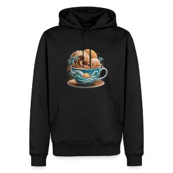 Tropical Beach Waves Kaffeetasse für eine - Männer Premium Bio Hoodie - Schwarz - Vorne - Nico (187cm)