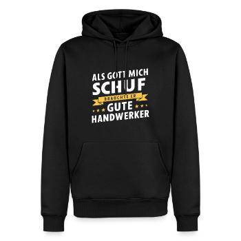 When God created me, he needed good craftsmen - Men’s Premium Organic Hoodie - black - Front - Nico (187cm)