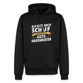 Quand Dieu m’a créé, il avait besoin de bons gardiens - Sweat à capuche Premium bio Homme - noir - Devant - Nico (187cm)
