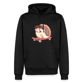 Süßer Igel skatet - Männer Premium Bio Hoodie - Schwarz - Vorne - Nico (187cm)
