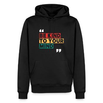 Be kind - Männer Premium Bio Hoodie - Schwarz - Vorne - Nico (187cm)