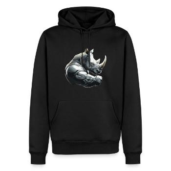 Nashorn Gewichtheben Fitness-Studio - Männer Premium Bio Hoodie - Schwarz - Vorne - Nico (187cm)