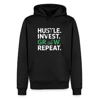 Hustle Invest Grow Repeat - Sweat à capuche Premium bio Homme - noir - Devant - Nico (187cm)